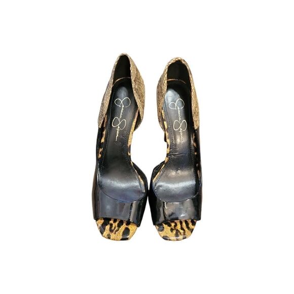 Jessica Simpson Bede2 Snake Leopard Black Colorblock Platform Heels 8 - Picture 6 of 11